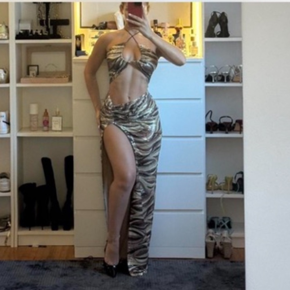Gold and Black Maxi Dress